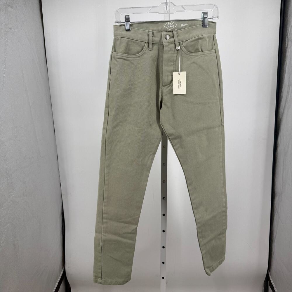 Alex Crane Pants Men 26 Sage Green Straight Leg Slim Fit Twill Minimalist Preppy